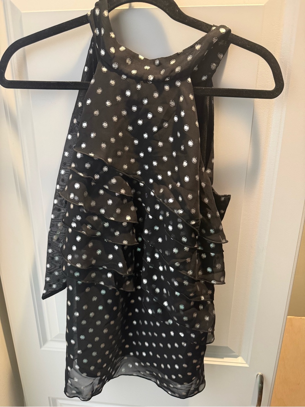 Black polka dot top